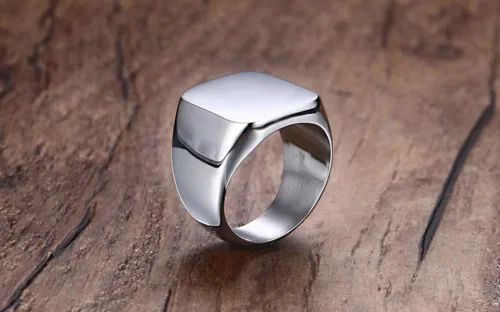 Miniatura 3 de Anillo de motero enhong, sello, anillo de acero pulido sólido, para hombre, ideal como regalo, tamaño de 17-38cm, color oro, negro o plata