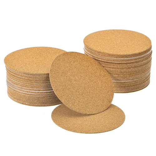 Miniatura 7 de UXCELL 100 Piezas de Corcho Redondo Autoadhesivo, Láminas de Respaldo de Azulejos de Corcho de 3.5" x 3.5" para Manualidades DIY, Marrón