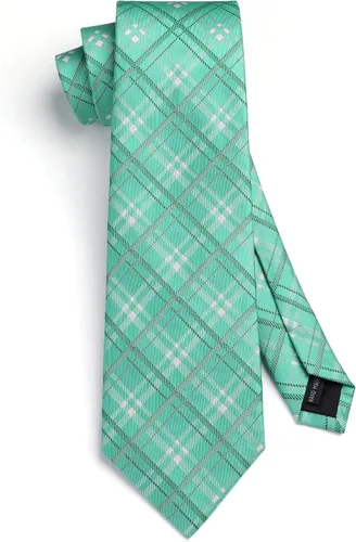 Miniatura 160 de HISDERN Conjunto de corbata a cuadros a cuadros pañuelo tejido clásico formal para hombre corbata y bolsillo cuadrado