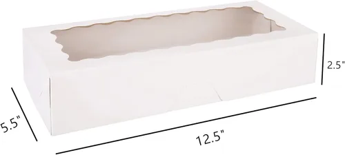 Miniatura 2 de Tcoivs Paquete de 30 cajas de galletas de 12.5 x 5.5 x 2.5 pulgadas, cajas de panadería con ventana, cajas de golosinas autoemergentes para pasteles