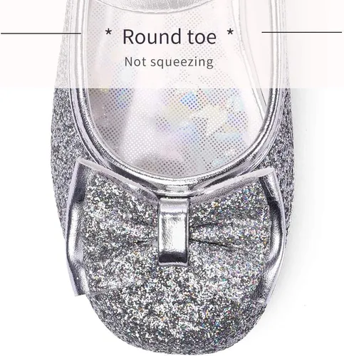 Miniatura 4 de Stelle - Zapatos de vestir para niñas pequeñas, zapatos de princesa con purpurina y flores, tacón bajo estilo Mary Jane, ideales para fiestas y bodas