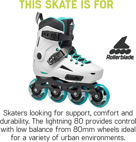 Miniatura 3 de Rollerblade Lightning - Patín en línea urbano para mujer, blanco y aguamarina
