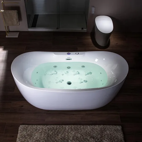 Miniatura 2 de WOODBRIDGE Bañera combinada de remojo climatizada de 72 "x 35-3/8" con chorro de agua y burbujas de aire con panel de control LED, BJ400 Drenaje