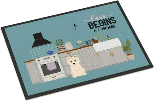 Caroline's Treasures CK7746JMAT Westie - Tapete para puerta delantera, 24 x 36 pulgadas, para interiores y exteriores, para entrada, antideslizante,