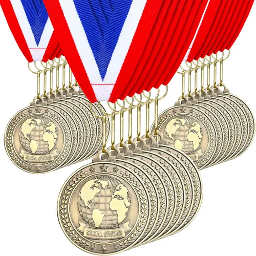 Miniatura 13 de Quelay 30 piezas Medallas de premio de 2" al por mayor, medallas ganadoras de oro con cintas para el cuello, medallas de trofeo de metal, premio