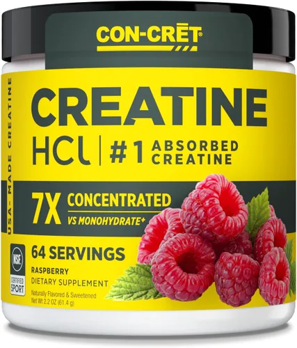 Miniatura 12 de CON-CRET Creatina HCl en polvo Apoyo para la energía muscular, cognitiva y celular Sin hinchazón ni calambres Fabricado en EE. UU.
