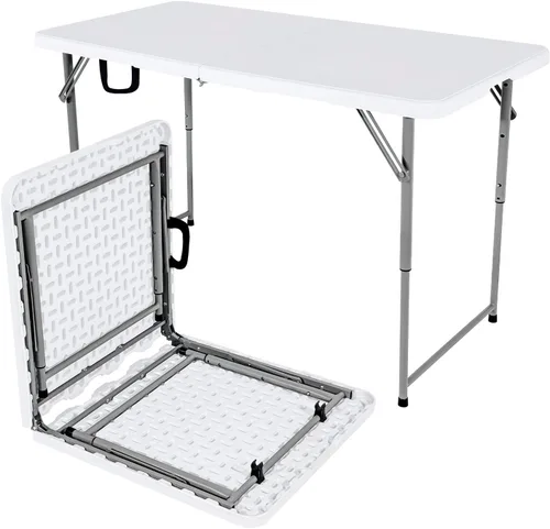 Miniatura 12 de Mesa plegable de plástico resistente de 48 pulgadas de ancho x 24 pulgadas de profundidad x 29.5 pulgadas de alto, altura ajustable, de 4 pies, mesa