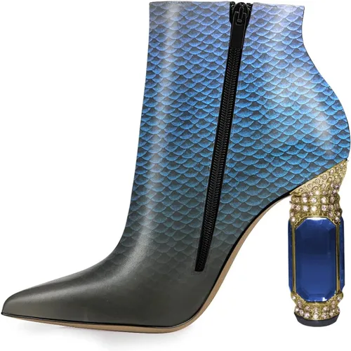 Miniatura 88 de FSJ Botas de tacón alto con punta puntiaguda para mujer, con tacón alto, con cremallera lateral brillante, estilo casual, para uso diario, zapatos