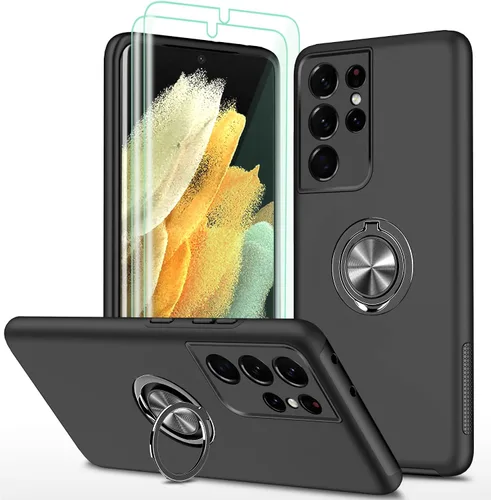 Funda para Samsung Galaxy S21 Ultra, con protector de pantalla de TPU flexible autorreparable, 2 unidades, grado militar, doble a prueba de golpes,