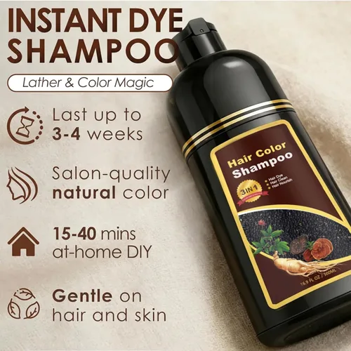 Miniatura 3 de Champú de tinte para el cabello 3 en 1 para mujeres y hombres, rica coloración de raíz a punta con extractos naturales, 3-4 semanas de duración