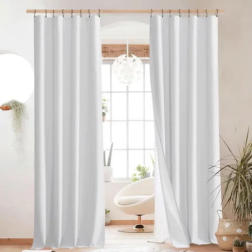 Miniatura 48 de NICETOWN Cortinas 100% opacas de 63 pulgadas de largo, 2 paneles de cortinas cortas con aislamiento térmico con forro para dormitorio, cortinas