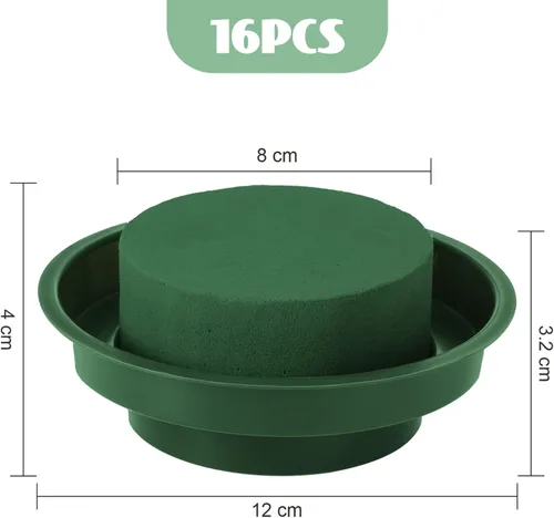 Miniatura 2 de Maitys Espuma floral con cuenco de 4.7 pulgadas, kit de arreglo floral verde para bricolaje, espuma húmeda redonda, flores de pasillo de boda