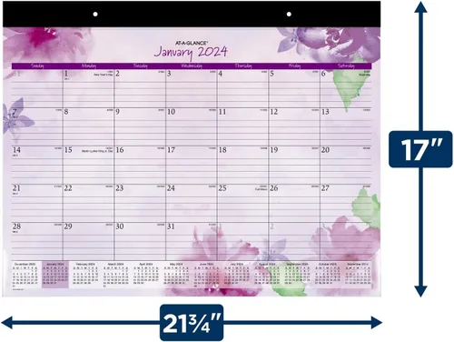 Miniatura 5 de AT-A-GLANCE Calendario de escritorio 2024, almohadilla de escritorio mensual, 21-3/4 x 17 pulgadas, estándar, hermoso día (SK38-704-24)