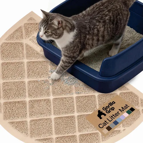 Miniatura 19 de Gorilla Grip - Tapete para atrapar la arena del arenero de gatos, 100% impermeable, fácil de limpiar, respaldo texturizado, suelos más limpios, se
