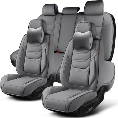 Miniatura 12 de TIEHESYT Fundas de asiento delantero de automóvil color rosa, par de fundas de cuero transpirable para asientos delanteros y reposacabezas, funda