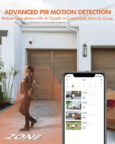 Miniatura 3 de Dzees Cámaras de seguridad inalámbricas para exteriores, panorámica/inclinación 2K de visión de 360°, cámaras WiFi alimentadas por energía Cámara