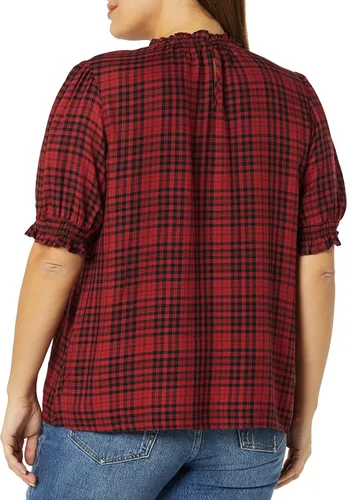 Miniatura 4 de Tienda Essentials Camisa de sarga fluida para mujer con detalle de bata de manga corta