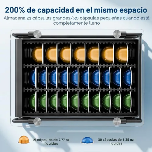 Miniatura 3 de EVERIE Organizador de Cajón de Cristal Templado Compatible con Cápsulas Nespresso Vertuo, Compatible con 21 Cápsulas Vertuoline Grandes o 30