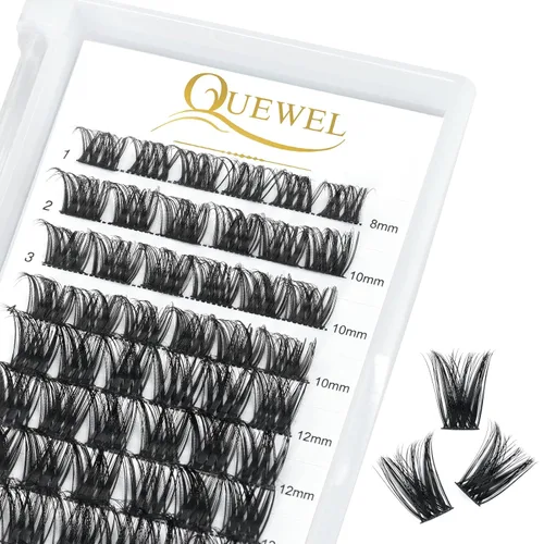 Miniatura 35 de QUEWEL Kit de extensión de pestañas DIY, racimos de pestañas 3D con 280 piezas, racimos de pestañas mixtas de 10-16 mm (30+40+50D), pinzas