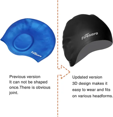 Miniatura 5 de Firesara Gorra de natación, gorra de natación original actualizada 3D, diseño ergonómico cómodo, duradero, protección para los oídos, para mujeres