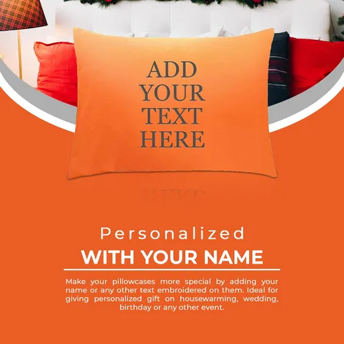 Miniatura 4 de Personalized Passion Fundas de almohada tamaño King (20 x 36 pulgadas), fundas de almohada suaves y acogedoras con cierre de sobre con nombre Naranja