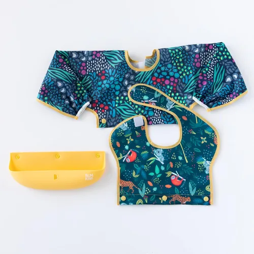 Miniatura 2 de Bumkins Baberos de silicona para niñas o niños, bebés y niños pequeños de 6 a 24 meses, imprescindibles para comer, alimentar, tela combinada