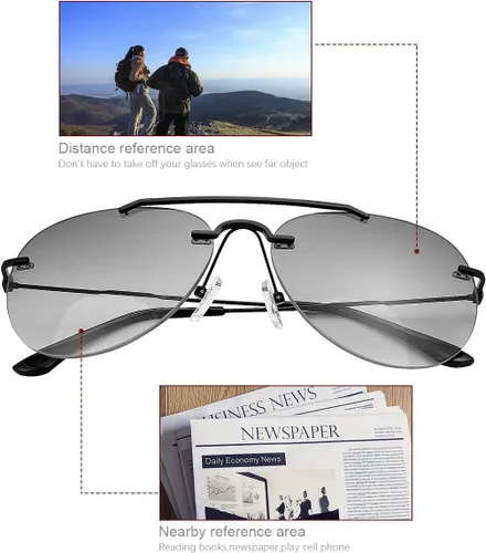 Miniatura 3 de YIMI Paquete de 2 lentes de lectura bifocales para hombres y mujeres, protección UV400, lectores solares, aviador, bloqueo de luz azul, lentes