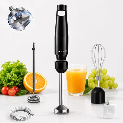 Batidora de inmersión inalámbrica con cargador, batidora de mano recargable, licuadora de barra 3 en 1 con batidor y espumador de leche, velocidad