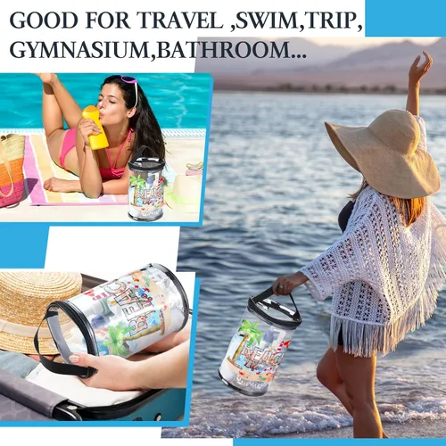 Miniatura 4 de Sanwuta - Neceser de regalos de playa, resistente, transparente, para loción, bolsas de aseo para viajes, protector solar, maquillaje, estuche