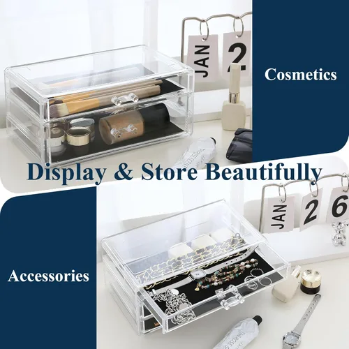 Miniatura 5 de Sea Team - Organizador de maquillaje transparente con cajones, estuche de exhibición de cosméticos de plástico acrílico, caja de almacenamiento
