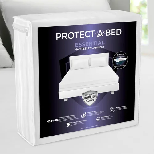 Protect-A-Bed Funda de colchón esencial con cremallera, tamaño King, parte superior 100% impermeable, resistente a los insectos, barrera de ácaros
