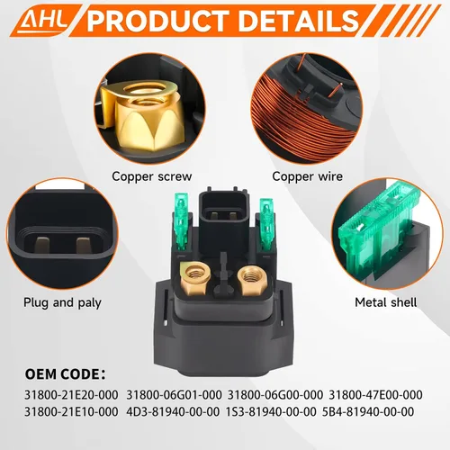 Miniatura 4 de AHL Relé solenoide de arranque para Suzuki LT-Z250 LTZ250 Quadsport 2004-2009 ATV / LTF250 LT-F250 Quad Runner Ozark 2003-2009 ATV