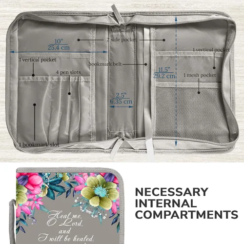 Miniatura 42 de DEHITE Funda para la Biblia para mujer, fundas de tela prémium para la Biblia para niñas, bolsa de transporte para mujer, ranuras para bolígrafos