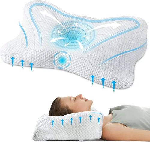 Miniatura 21 de Sweetcrispy Almohada cervical para cuello y hombro, almohadas ergonómicas de espuma viscoelástica, contorno lateral para adultos, soporte ortopédico