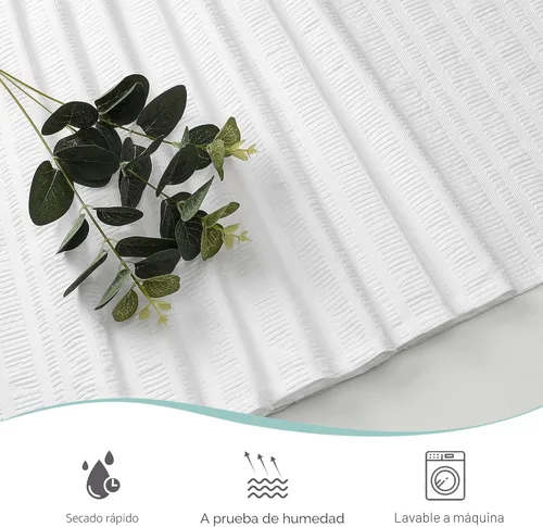 Miniatura 4 de Aiyufeng Moga - Cortina para ducha blanca con textura en relieve, cortina de tela para baño - Tela suave y lujo de spa hotelero, impermeable, Blanco