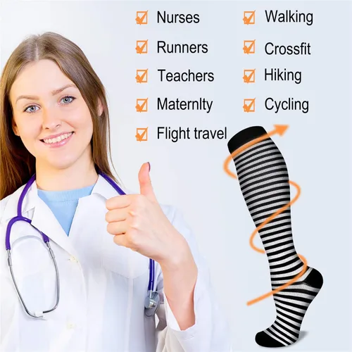 Miniatura 5 de Calcetines de compresión para mujeres y hombres de 15 a 20 mmHg mejor médico lactancia para correr atletismo venas varicosas viajes