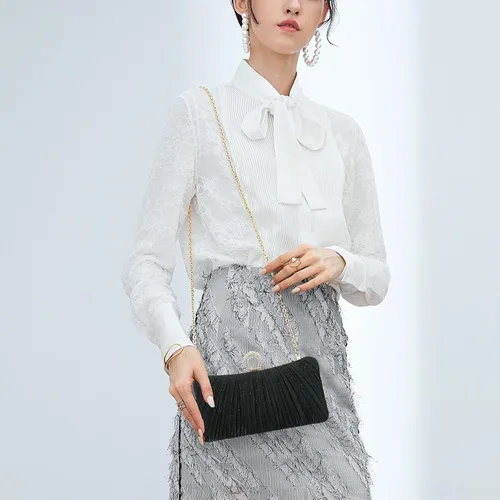 Miniatura 2 de Simcat Bolso de mano dorado para mujer, bolso de noche con purpurina, plisado, para mujer, formal, novia, boda, baile de graduación