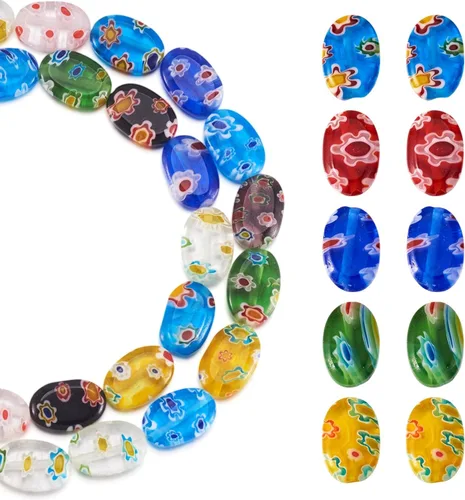 Miniatura 8 de Craftdady Cuentas de vidrio facetadas de arena dorada de 0.47 pulgadas Millefiori, cuentas sueltas redondas con agujero de 0.039 in para fabricación