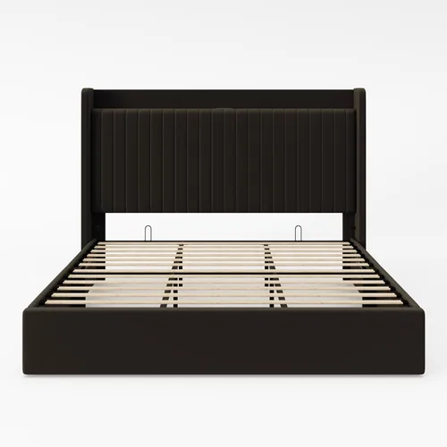 Miniatura 9 de Allewie Base de cama de almacenamiento elevable, tamaño King, cabecera de estante de almacenamiento con estación de carga, puertos tipo C y USB