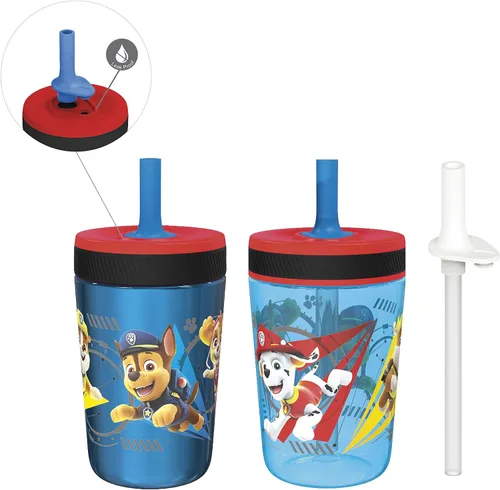 Miniatura 23 de Zak Designs Baby Shark Kelso - Juego de vasos con tapa de rosca a prueba de fugas con pajilla, paquete para niños, incluye vasos de plástico y acero