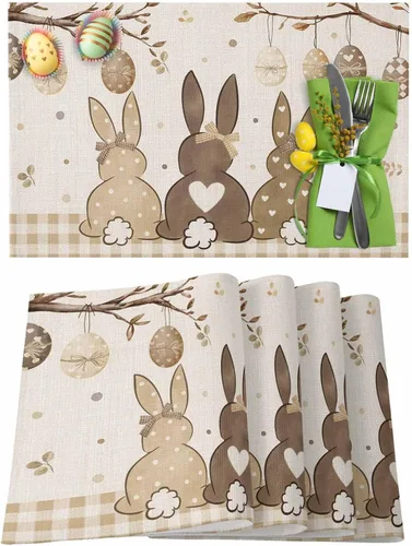 Miniatura 34 de Juego de 1 mantel individual gris de Navidad, manteles individuales de enanos de invierno y cardenales antideslizantes, manteles individuales