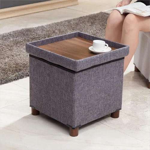 Miniatura 14 de banco otomano de almacenamiento de 30 pulgadas, banco de almacenamiento con patas de madera para reposapiés de otomana en la sala de estar, tapa
