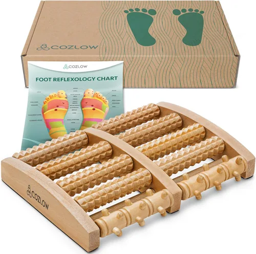 COZLOW - Masajeador de pies para aliviar la fascitis plantar - Rodillo de masaje de madera con diseño en forma de arco - Alivio del dolor de pies,