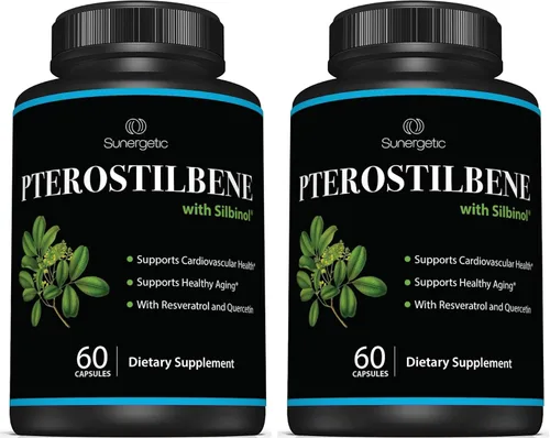 Miniatura 7 de Suplemento de pterostilbeno premium – Pterostilbeno con resveratrol y quercetina – Apoya el envejecimiento saludable – Fuente natural Pterostilbeno