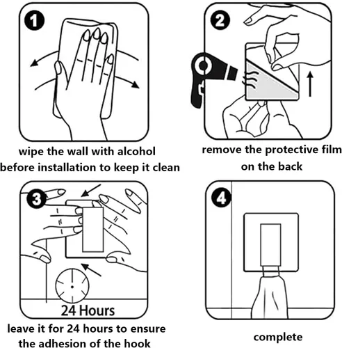 Miniatura 5 de Nolimas Paquete de 4 ganchos adhesivos para toallas, ganchos de pared resistentes, ganchos para toallas para baño, cocina, ganchos adhesivos