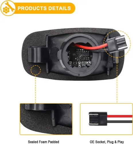 Miniatura 4 de R&F Auto Luces de marcador lateral LED intermitentes secuenciales dinámicas de repuesto para Scion XA XB 2003-2006, KLUGER PRIUS RAV4 Land Cruiser