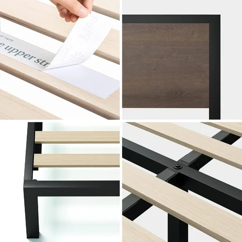 Miniatura 8 de ZINUS Mory - Marco de cama de metal y madera, soporte de listones de madera, no necesita somier, fácil de montar, tamaño individual