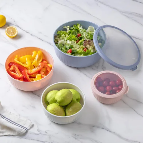Miniatura 129 de COOK WITH COLOR Tazones de preparación con tapas - Juego de tazones pequeños de mezcla de plástico anchos y profundos anidables con tapas, juego
