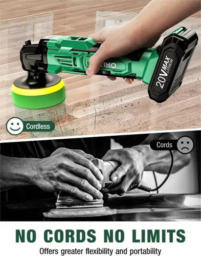 Miniatura 3 de KIMO Kit de Pulidora Inalámbrica para Coche 20V, Kit de Pulido de 25 Piezas, 6 Velocidades hasta 6000RPM / 2*Baterías de 2000mAh Pulidoras