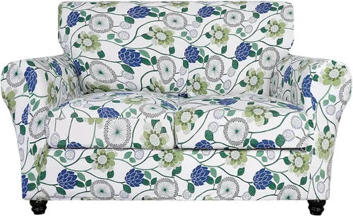 Miniatura 75 de SearchI Funda elástica para sofá con estampado, Fundas para sofá con diseño floral, 2 piezas de funda elástica para sillón con funda de cojín